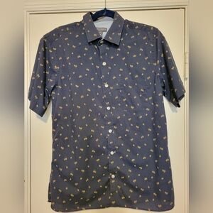 Van Heusen Dark Blue Shirt with Gold Accents